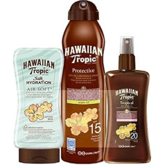 Hawaiian Tropic 3 x Tan Acceleration Sun Protection Spray SPF 20 + Argan Oil Mist SPF 15 + After Sun Silk Hydration