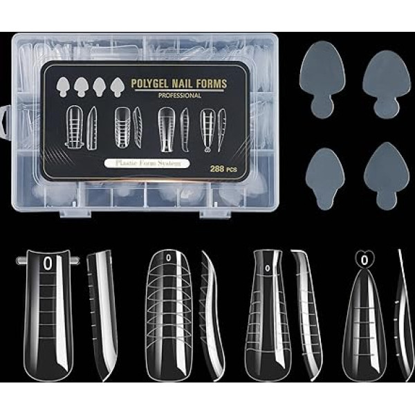 Ashluyak Polie Extensions Gel Duals Nail Forms Clear Nail Extension Tips Nail Forms Extension Tips French Stickers Manikīra rīks Duals Nail Forms Set Gel Nail Mould Duals Forms Set for Poly Nail Extension Gel