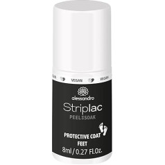 Alessandro Striplac Peel or Soak Vegan Prime Coat Feet Nail aizsargslānis nagu virskārtai, lietošanai pirms Striplac manikīra, 8 ml