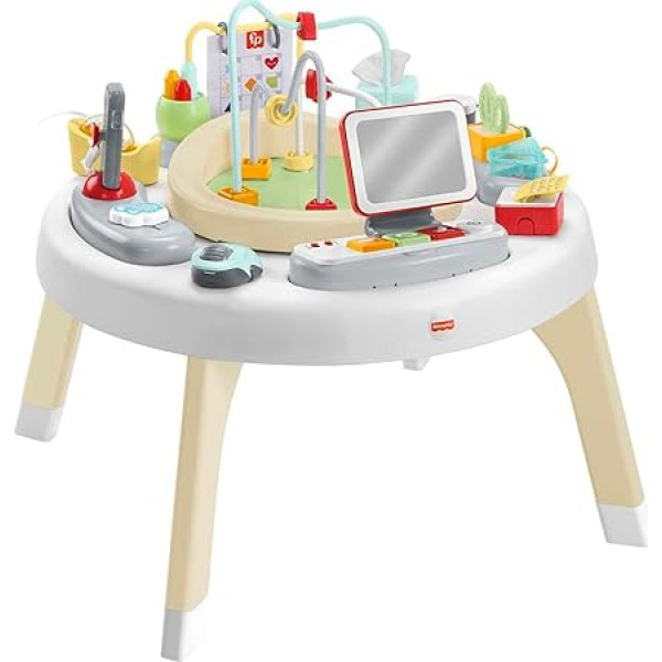 Fisher-Price HBM26 2-in-1 mājas biroja aktivitāšu centrs zīdaiņiem un spēļu galds ar mūziku, gaismu un skaņām, rotaļlieta maziem bērniem