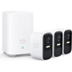 Eufy Security eufyCam 2C, āra novērošanas kamera, 180 dienu akumulators, HD 1080p, IP67 izturīga pret laikapstākļiem, nakts redzamība, saderīga ar HomeKit un saules paneli, bezmaksas lietošana