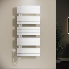 SONNI Vannas istabas radiators Elektriskais dvieļu sildītājs ar termostatu un sildīšanas stieni Balts 1314 x 600 mm 800 W Elektriskais dvieļu žāvētājs vannas istabai ar temperatūras regulatoru