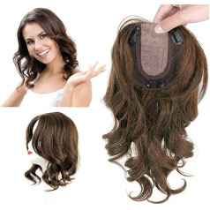 Eree Hair 14 collu dabiskā viļņa Clip in matu pagarinājumiem sievietēm aizvietošanas vidējā daļa Top Top Topper matu pagarinājumu parūkas retināšanas matu gaiši brūns