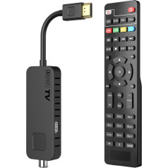 Dcolor DVB T2 uztvērējs - HDMI TV stick HD 1080P H265 HEVC Main 10 Bit, atbalsta USB WiFi/Multimedia/PVR [ietver 2-in-1 universālo tālvadības pulti]