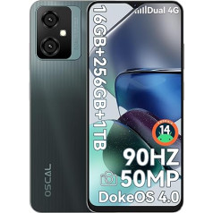 OSCAL Tiger 10 Android 14 viedtālrunis, astoņkodolu mobilais tālrunis 256GB + 16GB/1TB TF, mobilais tālrunis 90Hz, 6,56 collu HD+ displejs, 50MP + 8MP kamera, pirkstu nospiedumi + sejas noteikšana, 4G Dual SIM, 5180mAh -