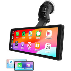 Podofo A-pple CarPlay & Android Car, 10,26 collu skārienjūtīgais ekrāns, pārnēsājams ekrāns ar Bluetooth digitālo multivides uztvērēju, balss vadība, Ariplay tiešsaistes karte