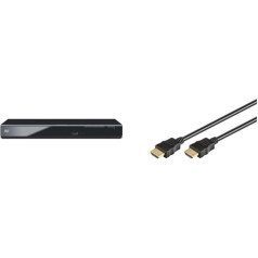 Panasonic DVD-S500EG-K Elegant DVD atskaņotājs melns & Goobay 51819 HDMI ātrgaitas kabelis ar Ethernet, 4K, Ultra HD, Full HD, 3D, HDMI Male to HDMI Male, zeltīti savienotāji, 1,5 m