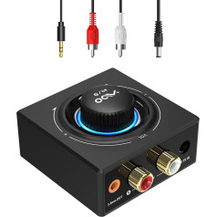 YMOO Bluetooth 5.3 audio uztvērējs stereo sistēmai, Bluetooth adapteris AUX HiFi, 50 pēdu diapazons, 3,5 mm jack un RCA ieejas uztvērējs TV/mobilajam tālrunim/tabletam/PC/MP3 atskaņotājam/pastiprinātājam