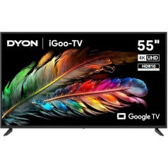 DYON iGoo-TV 55U 139 cm (55 collu) Google TV (4K UHD, HD trīskāršais uztvērējs, Prime Video, Netflix, Google Play veikals DAZN, Disney+, Apple TV+, Paramount+, Waipu.tv un daudz kas cits, Google Assistant) [Mod. 2023]