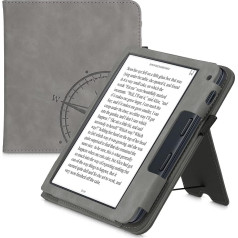 kwmobile Aizsargvāciņš saderīgs ar Kobo Libra 2 Flip Case - vāciņš ar siksniņu - Compass Vintage Grey