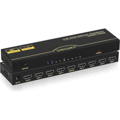 HDMI sadalītājs 1 ieejas un 8 izejas vienlaicīgi 4K @ 30Hz, HDMI sadalītājs atbalsta UHD 4K 3D HDCP1.4 HDTV, DVD, Xbox, PS3/4, Blu-ray, projektoram