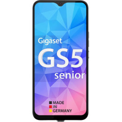 Gigaset GS5 Senior viedtālrunis - Senioriem - Viegli lietojama lietotāja saskarne - SOS funkcija - 4GB RAM + 64GB - FHD+ displejs ar ekrāna aizsargstiklu un flip case - Android 12, melns