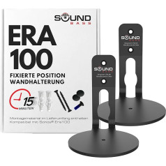 Sound bass ERA100 Low Profile Black Twin Pack saderīgs ar Sonos ERA 100 skaļruņiem Sienas stiprinājums, komplektā ar visiem stiprinājumiem