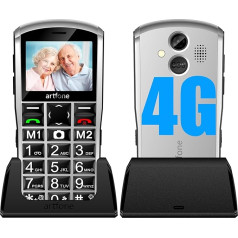 artfone 4G Volte mobilie tālruņi vecākiem bez līguma Pensionāru mobilais tālrunis Lielas pogas Dual SIM Pensionāru mobilais tālrunis LTE mobilais tālrunis ar SOS ārkārtas izsaukuma pogu, 1800 mAh akumulators, 2,4 collas