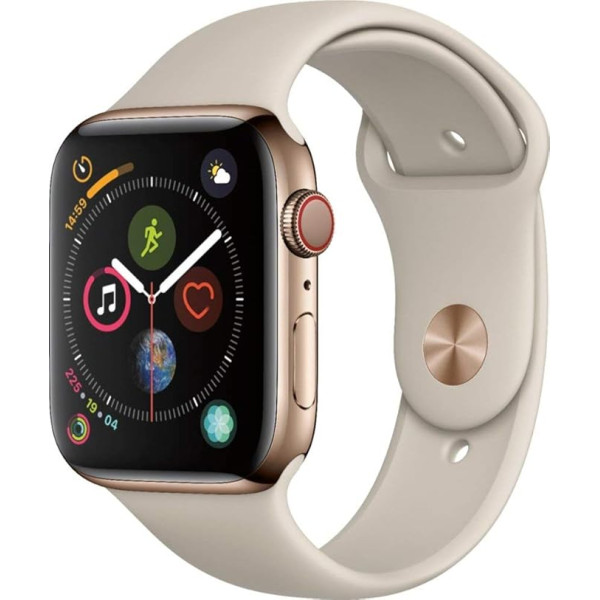 Apple Watch Series 4 (GPS + Zellular, 44MM) Aluminiumgehäuse Gold mit Stein Sportarmband (vispārējs)