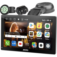 ATOTO P9 9 collu QLED Android pārnēsājamās instrumentu paneļa video ierīces, auto radio 4G + 32G, ar HD 1080P priekšējo kameru, bezvadu CarPlay un Android Car, GPS izsekošana, 4G-LTE, tālvadības pults, P909PR-S1