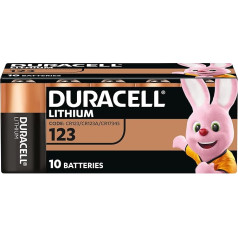 Duracell lielas jaudas litija 123 baterija 3V, 10 gab. (CR123 / CR123A / CR17345) [Amazon Exclusive]