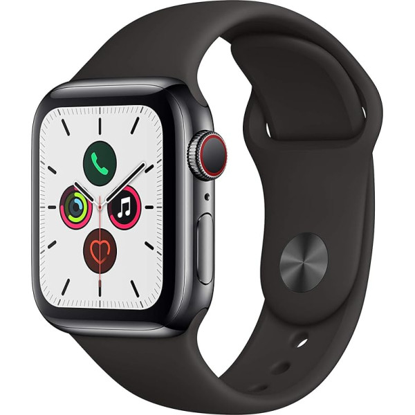 Apple Watch Series 5 (GPS + mobilais, 40 mm) - Pulksteņpulkstenis Space Grau ar melnu sporta aproci (vispārējs)