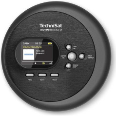 TechniSat DIGITRADIO CD 2GO BT pārnēsājamais CD atskaņotājs ar 2 baterijām (Discman, ar MP3 atsākšanas funkciju, Bluetooth, ASP, austiņas ar integrētu antenu, DAB+/FM uztveršana, ekvalaizeris, iecienītākās funkcijas)