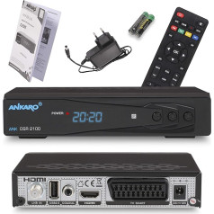 ANKARO DSR 2100 Digitālais Full HD 1080p satelīta uztvērējs melns ar USB multivides atskaņotāju / HDMI / Scart / LED displejs / 12 V barošanas avots Ideāli piemērots kempingiem