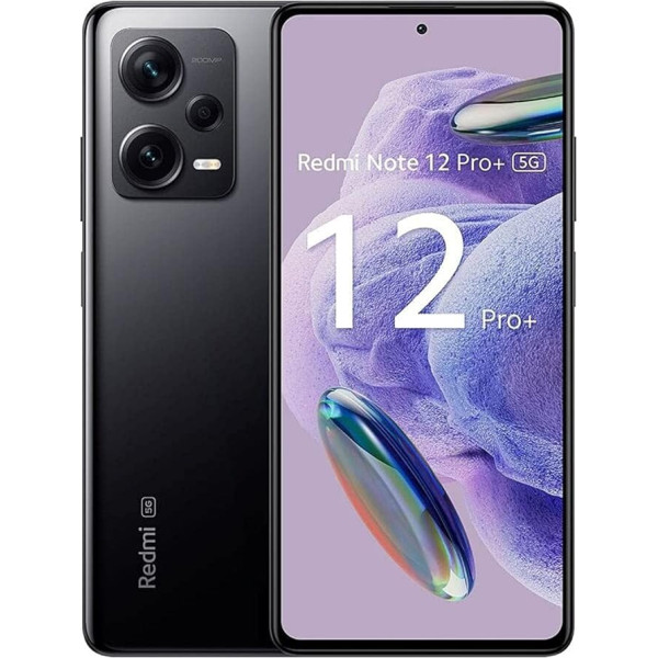 Xiaomi Redmi Note 12 Pro+ 5G viedtālrunis, 6,67 collu Flow AMOLED displejs 120 Hz MediaTek Dimensity 1080 procesors 200 MP aizmugurējās kameras 120 W uzlādes ātrās uzlādes mobilais tālrunis Dual SIM (8+256, melns)