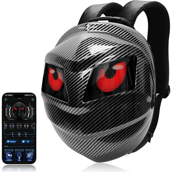 LED Black Knight Motociklu mugursoma Cool klēpjdatora mugursomas vīriešiem sievietēm Smart ķivere Bag ar programmējamu pikseļu krāsu ekrānu