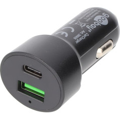 Goobay 39908 Divu USB pieslēgvietu auto lādētājs USB cigarešu aizdedzinātāja adapteris 12 V / 24 V auto mini USB C adapteris Ātrais lādētājs USB A 48 W