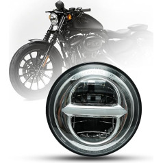 bamotoop 5,75 collu LED motociklu apaļais priekšējais lukturis ar E apstiprinājumu Harley Davidson Dyna Street Bob Super Wide Glide Low Rider Night Rod Train Sportster Iron 883 Indian Scout Triumph (Silver)