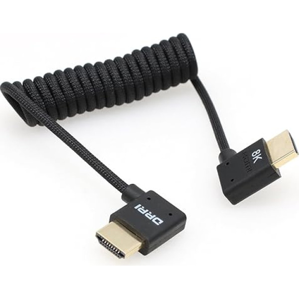 DRRI 8K kreisā leņķa HDMI uz labo leņķi HDMI 2.1 īpaši ātrdarbīgs pīts kabelis Z Cam kamerai ar Atomos Ninja V / BM5 monitoriem