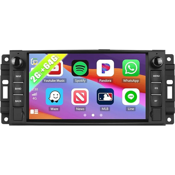 2G + 64G CAMECHO Android 13 auto radio Ram Jeep Wrangler JK Dodge Challenger ar navigāciju Carplay Android Car, radio Double DIN ar 7 collu ekrānu, Bluetooth RDS/FM MirrorLink un USB