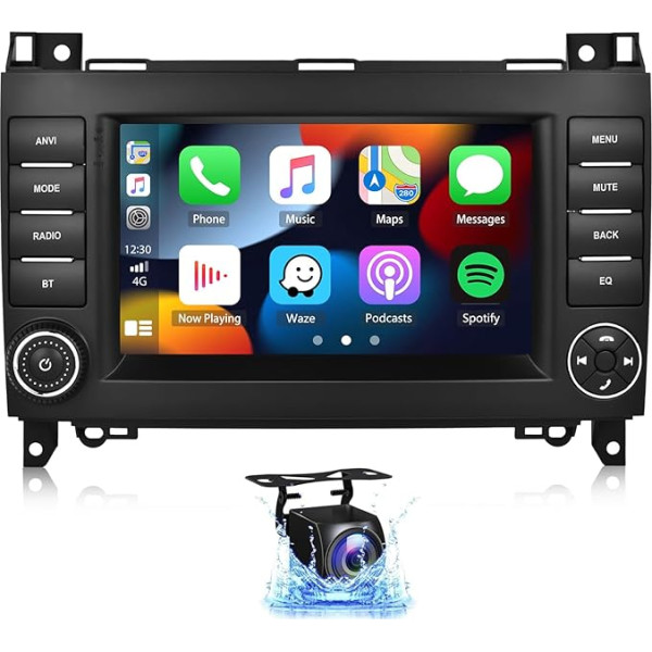 CAMECHO Android 12 auto radio ar satelīta navigāciju Mercedes Benz W169 B200 W245 W639 Viano Vito Sprinter W906, ar Carplay Android Bluetooth Bluetooth HiFi RDS WiFi ++ aizmugures skata kamera 7 collu ekrāns