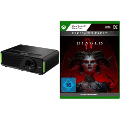 Viewsonic X1-4K LED spēļu projektors - Diablo IV komplekts (4K UHD, 2900 lūmenu, HDR, saderīgs ar 3D, 2 x 6 vatu Harman Kardon skaļruņi, paredzēts Xbox)