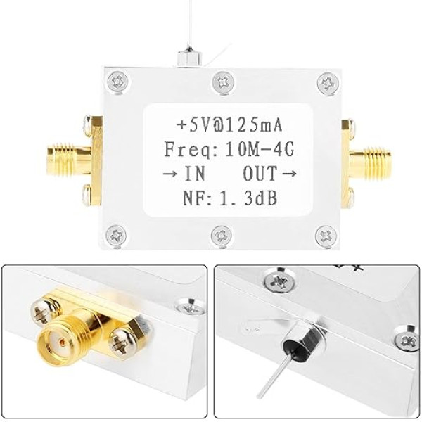 Fafeicy LNA zema trokšņa pastiprinātājs, LNA īpaši zema trokšņa pastiprinātāja modulis, 0.01-4GHZ 21DB RF pastiprinātāja LNA zema trokšņa pastiprinātāja modulis, uztvērējs un pastiprinātājs