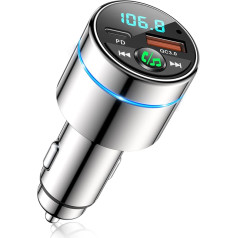 Mohard FM raidītājs Bluetooth 5.3, metāla PD 30 W un QC3.0 18 W ātrais auto lādētājs, cigarešu aizdedzinātājs, auto Bluetooth adapteris, auto brīvroku sistēma, trokšņu slāpēšanas mikrofons, gredzena gaisma