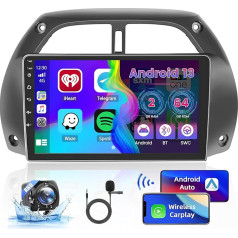 2GB + 64GB Android 13 Auto radio Toyota RAV4 2001-2006 Radio bezvadu Apple CarPlay Android auto Bluetooth 9 collu ekrāns Auto radio ar navigācijas atpakaļgaitas kameru