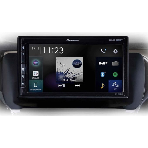 Pioneer SPH-EVO62DAB-208 multivides centrs Peugeot 208/2008 - 6,8 collu skārienjūtīgais ekrāns, 1,5 A USB ātrā uzlāde, Apple CarPlay, Android Car, DAB/DAB+ digitālais radio, Bluetooth, 13 joslu ekvalaizeris