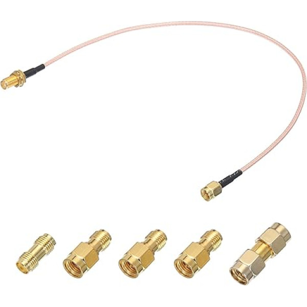 sourcing map RG316 Koaxialkabel, SMA-Stecker auf SMA-Buchse mit Adapter, verlustarmes RF-Koaxialkabel, 30 cm, Orange, 1 Stück