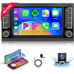 4G + 64G Android auto radio VW Touareg 2004-2011 VW T5 T6 Multivan 2004-2009 ar Carplay Android auto radio, Hodozzy 7 collu skārienjūtīgais ekrāns ar Bluetooth, navigāciju, Mirror Link, WiFi, aizmugures skata kamera