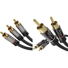 KabelDirekt 2 m - RCA komponentinis kabelis RGB/YUV Black & - 2 m - RCA kabelis 2 RCA į 2 RCA stereofoninio garso kabelis (koaksialinis kabelis, RCA Male/Male, analoginis arba skaitmeninis, juodas)