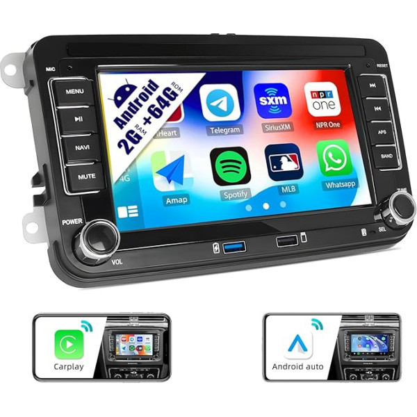 2G + 64G CAMECHO Android 13 auto radio VW Golf 5 Polo Skoda Caddy ar Carplay Android auto navigāciju Bluetooth 7 collu auto radio ar skārienjūtīgu displeju ar Mirror Link FM/RDS WiFi SWC un USB