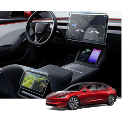 BIBIBO Ekrāna aizsargplēve Tesla Model 3 Highland 2024, 15,4 collu navigācijas + 8 collu skārienjūtīgā ekrāna aizmugurējā aizsargplēve, rūdīta stikla plēve, aizsargstikls, 9H rūdīta stikla plēve, navigācija