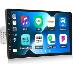 CAMECHO 1 DIN radio ar Carplay bezvadu Android, auto radio ar 9 collu ekrānu, Bluetooth brīvroku sistēma, FM radio/spoguļa saite/atbalsta USB