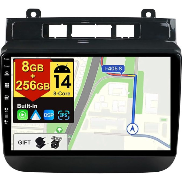 BXLIYER - [8G+256G, 8-core] - Android 14 IPS auto radio VW Touareg FL NF (2011-2017) - Bezvadu CarPlay/Android Car/DSP - LED kamera un mikrofons - 9 collu 2 DIN - DAB stūres vadības stūres rata ātrdarbīga palaišana