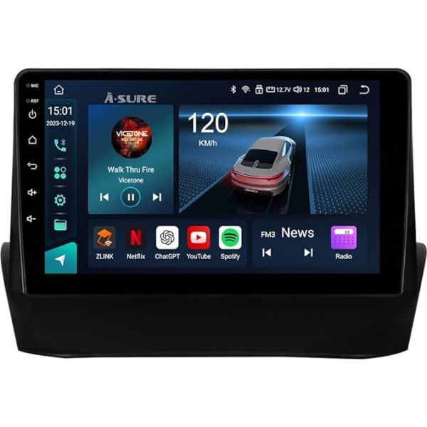 JUNHUA Auto radio priekš Fiesta MK6 2008-2016 8-core 4+64GB Android 13 Auto radio atbalsta Wireless Carplay WiFi Bluetooth DSP 4G LTE