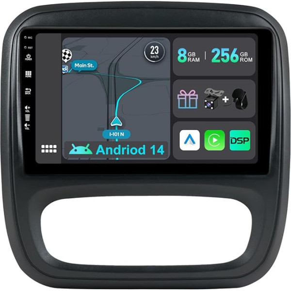 YUNTX [8GB + 256GB] Android 13 autoradio Renault Trafic/Opel Vivaro (2014-2021)-[Integrēts CarPlay/Android Car/DSP/GPS]-9 collu IPS Touch Screen CAM+MIC-DAB/Mirror Link/Bluetooth 5.0/AHD/360