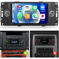 2G + 64G CAMECHO Android 13 auto radio Jeep Chrysler 300C Chrysler PT Cruiser Dodge RAM ar navigācijas sistēmu Carplay Android Car, radio Double DIN ar 6,2 collu ekrānu, Bluetooth RDS/FM MirrorLink un USB