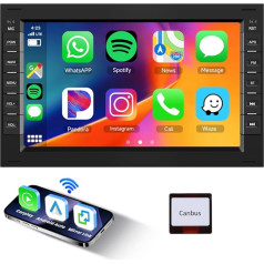 Podofo 2G + 64G auto radio VW Passat Golf Jetta Polo Bora T5 Touran Seat Sharan, 7 collu Android 13 Wireless Carplay & Android Car Mirror Link Bluetooth GPS FM/RDS WiFi SWC SWC EQ