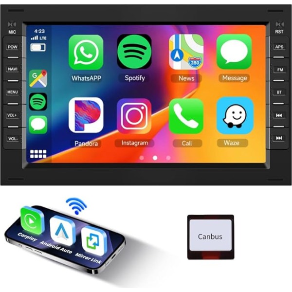 Podofo 2G + 64G auto radio VW Passat Golf Jetta Polo Bora T5 Touran Seat Sharan, 7 collu Android 13 Wireless Carplay & Android Car Mirror Link Bluetooth GPS FM/RDS WiFi SWC SWC EQ