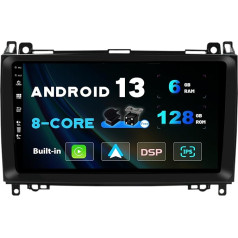 SXAUTO Android 13 - [6G + 128G] - IPS auto radio piemērots Benz W169 W245 B160 B160 B170 B180 B200 W639 Vito Viano W906 Sprinter - Wireless Carplay/Android Car/DSP - Camera + MIC - DAB SWC WiFi -2 Din 9