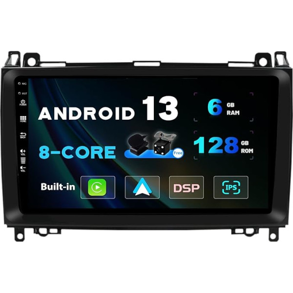 SXAUTO Android 13 - [6G + 128G] - IPS auto radio piemērots Benz W169 W245 B160 B160 B170 B180 B200 W639 Vito Viano W906 Sprinter - Wireless Carplay/Android Car/DSP - Camera + MIC - DAB SWC WiFi -2 Din 9